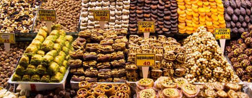 Delight in the sensory feast of Istanbul's Spice Bazaar through this captivating image, on our Istanbul Tours for Gourmet Travelers.